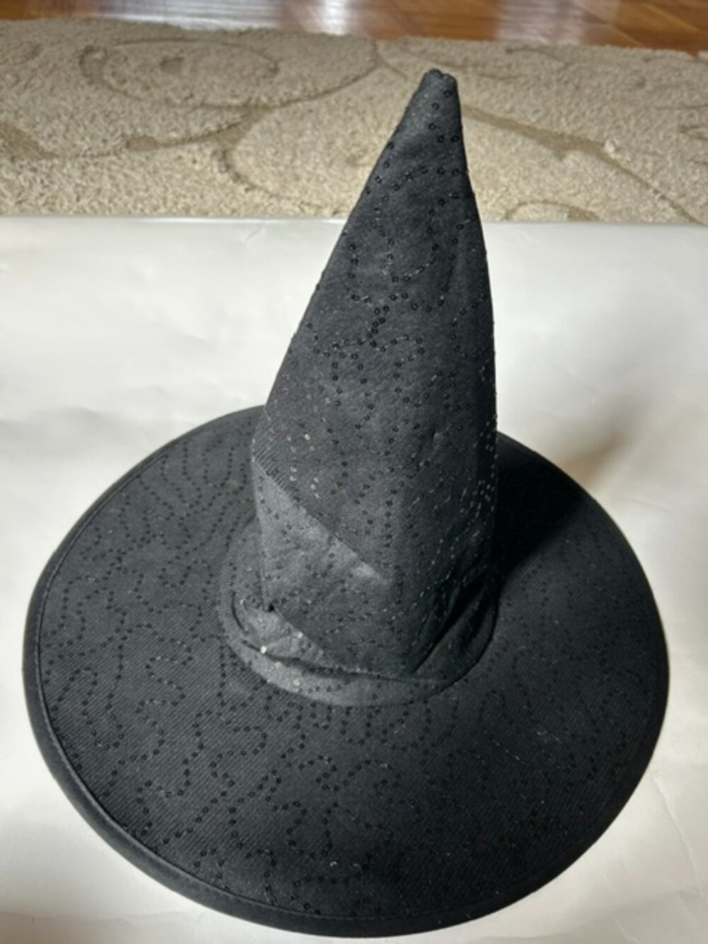 Halloween Costume Witch Black Sequin Hat Adult One Size Good Condition
